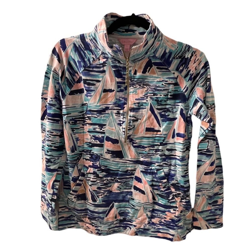 Lilly Pulitzer | Sail Boat Pull Over Sweatshirt Half Zip | Size: Small